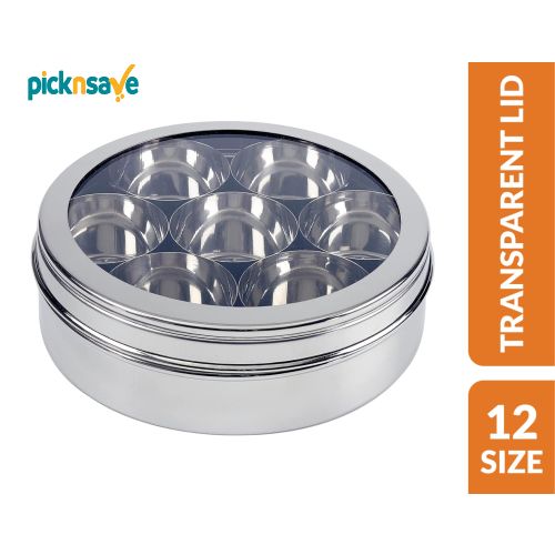 Stainless Steel Spice Box (Masala Dabba) with SS Lid Size 12