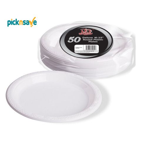 Deluxe Round Plastic Plates 50pc